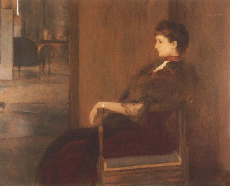 Fernand Khnopff Portrait of Madame de Bauer Germany oil painting art